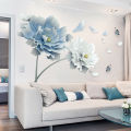 QI Blue Flower Wall Stickers Bedroom Living Room Tv Wall Background Decoration Home Decor.