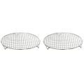 2X 304 Stainless Multipurpose Steel Round Grill Net with Foot Barbecue Rack Steam Baking Rack Camping Outdoor BBQ Meshes. 