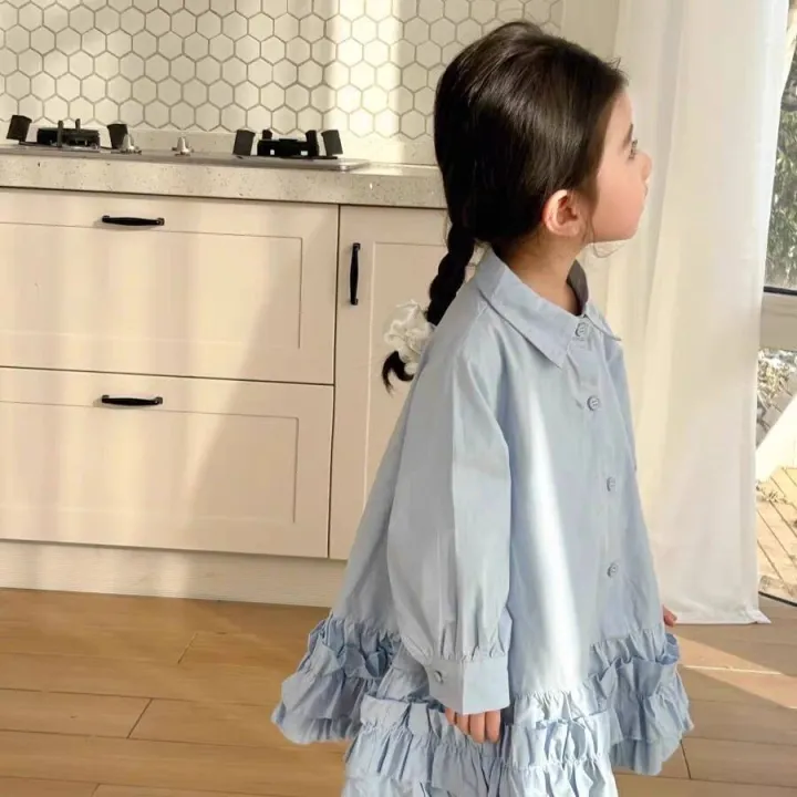 Pink%20House%20Shirt%20Dress%202024%20Spring%20and%20Autumn%20New%20Foreign%20Style%20Girls%20Lapel%20Long%20Sleeve%20Princess%20Dress%20Children's%20Skirt%20Tide%20-%20Image%202