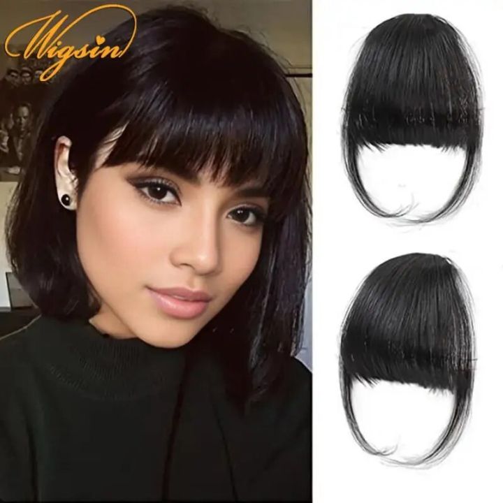 WIGSIN Clip In Air Bangs Hair Extensions Synthetic Straight Hairpiece Wig For Women Daily Use Hair Accessories