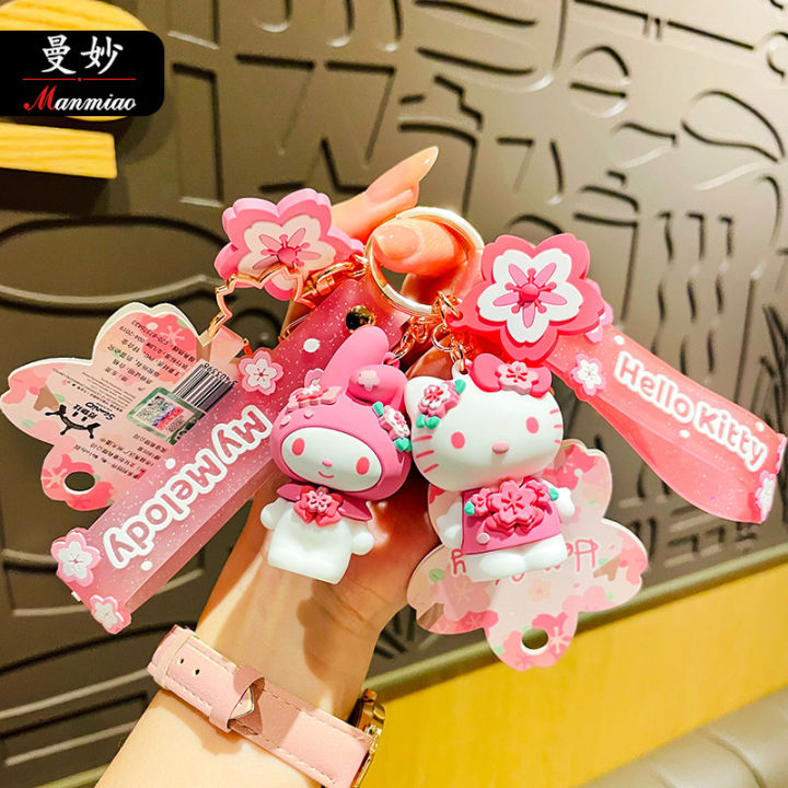 KT cherry blossom season keychain creative pink hello kitty doll school bag small gift pendant wholesale