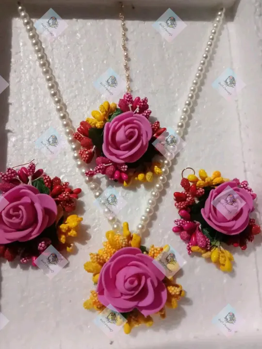 Artificial%20flower%20ornaments%20holud,boishak,%20falgun%20etc%20occasional%20jewelry%20for%20girls%20and%20women%204%20piece%20set%20floral%20jewellery%20set%20-%20Image%203