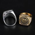 Stainless Steel Men's Ring Tau Gamma Phi Fraternity Ring with Rhinestone Size 6-13. 