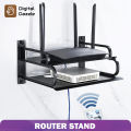 Router Stand 2-Layer Wall Mount WiFi Router Stand – Metal Shelf for TV Box & Remotes. 