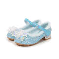 Veet Children's High Heels Elsa Princess Winter New Leather Baby Plush Little Girl Crystal Shoes. 