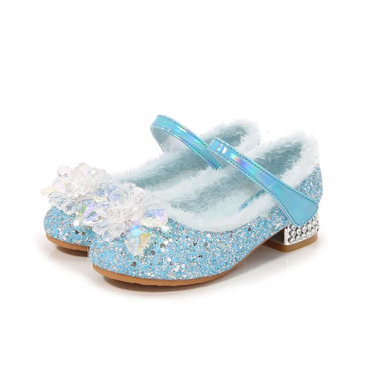Veet%20Children's%20High%20Heels%20Elsa%20Princess%20Winter%20New%20Leather%20Baby%20Plush%20Little%20Girl%20Crystal%20Shoes%20-%20Image%205