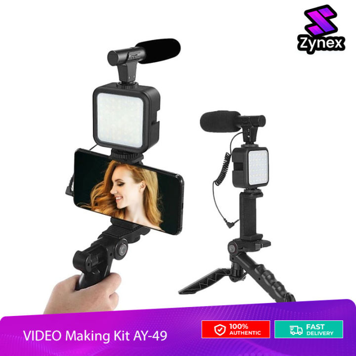 VIDEO Making Kit AY-49 Remote Control Vlogging Video Making Kits Microphone LED Fill Light Mini Tripod