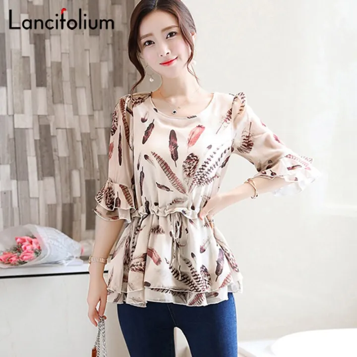 Floral%20Chiffon%20Blouse%20Women%20Summer%20Korean%20Ruffle%20Peplum%20Top%20Ladies%202020%20Elegant%20Plus%20Size%20Office%20Shirt%20Female%20Camisas%20Femininas%20-%20Image%204