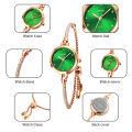 SKMEI 1805 Stylish Bracelet Watch For Women IP67 Inlaid W/ Rhinestones (gold green). 