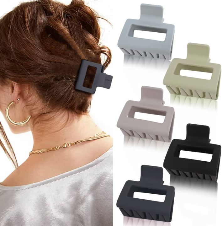 Hair Claw Clips Nonslip Small Claw Clip Strong Hold Hair Clip Tiny Square for Thin/Medium Thick Hair, Mini Hair Jaw Clips Nonslip Clip Leopard print Stylish Hair Accessories for Women Girls 6 pcs