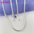 Big Promotion 100% Authentic 925 Sterling Silver Color Chain Necklace with Lobster Clasps Men Women Pendant 1.2/3/4mm 16-30 Inch.