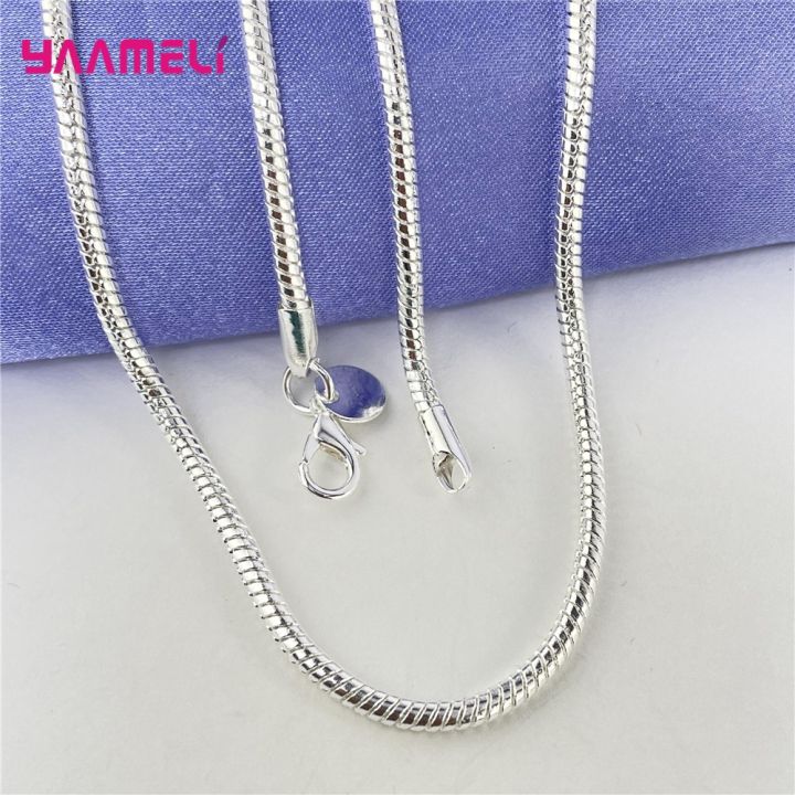 Big%20Promotion%20100%25%20Authentic%20925%20Sterling%20Silver%20Color%20Chain%20Necklace%20with%20Lobster%20Clasps%20Men%20Women%20Pendant%201.2/3/4mm%2016-30%20Inch%20-%20Image%205
