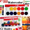 TiTi  Water Colour Cake 12 Solid Color Box with Paintbrush for Watercolor Painting. 