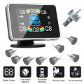 8 sensors Grey-12V PDC Car Parking Sensors 8pcs Set Parktronic Distance Control Buzzer Alarm System LED Display Reversing Auto Radar Monitor.