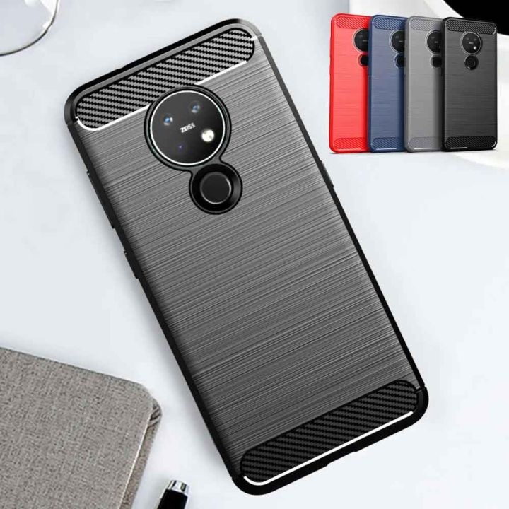 For Nokia 6.2 / 7.2 Glossy Liquid Silicone Soft Back Cover Gel Rubber Shockproof Cover Phone Case - Camera - Phone Back Cover (Back Case Cover For Smartphone)