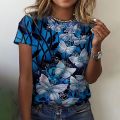 2022 Women's T shirt Summer Butterfly 3D Print Short sleeve Tees Fashion Casual T-shirts For Women Daily Street Women's Clothing. 