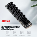 M.2 NVME PCI-E PCIE X4 X8 X16 to 6 Port 3.0 SATA Adapter Card Riser ASM1166 Chassis Server PC Computer Expansion Card, Durable Fine Workmanship. 