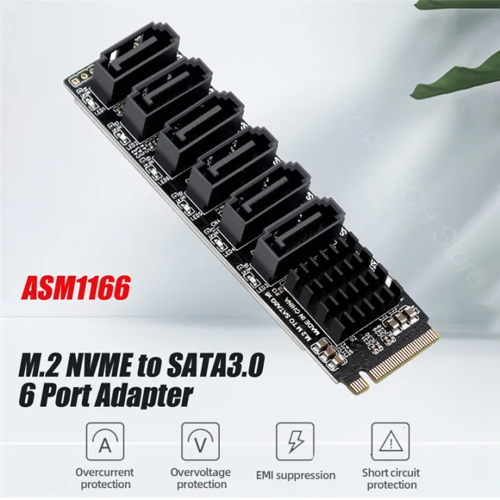 M.2%20NVME%20PCI-E%20PCIE%20X4%20X8%20X16%20to%206%20Port%203.0%20SATA%20Adapter%20Card%20Riser%20ASM1166%20Chassis%20Server%20PC%20Computer%20Expansion%20Card,%20Durable%20Fine%20Workmanship%20-%20Image%208