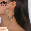 Carat Lady Circle Earrings Shiny Ladies Fashion Hollow Out Butterfly Hoop Earrings. 