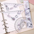 4Pcs/Set Sanrio Ruler Set Kuromi Acrylic Cute Cartoon Straight Ruler Triangle Ruler Student Stationery Gift. 