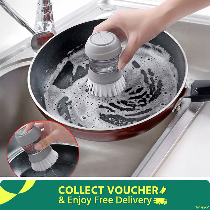 Kitchen Soap Dispensing Brush - Efficient Dish Cleaning Tool