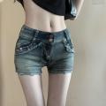 American Hot Girl Liu Ding Low Waist Denim Super Short Shorts Women's Summer New Slim Slimming Sheath Hot PantsinsTide.