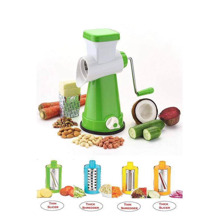 4 in 1 Rotary Grater & Slicer Cutter, Vegetable Choppers for Kitchen (Dry Fruit Slicer, Cheese Grater, Chip Slicer, Vegetable Chopper)