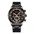 Curren 8355 Black Stainless Steel Chronograph Watch For Men - Rosegold & Black - Watch. 