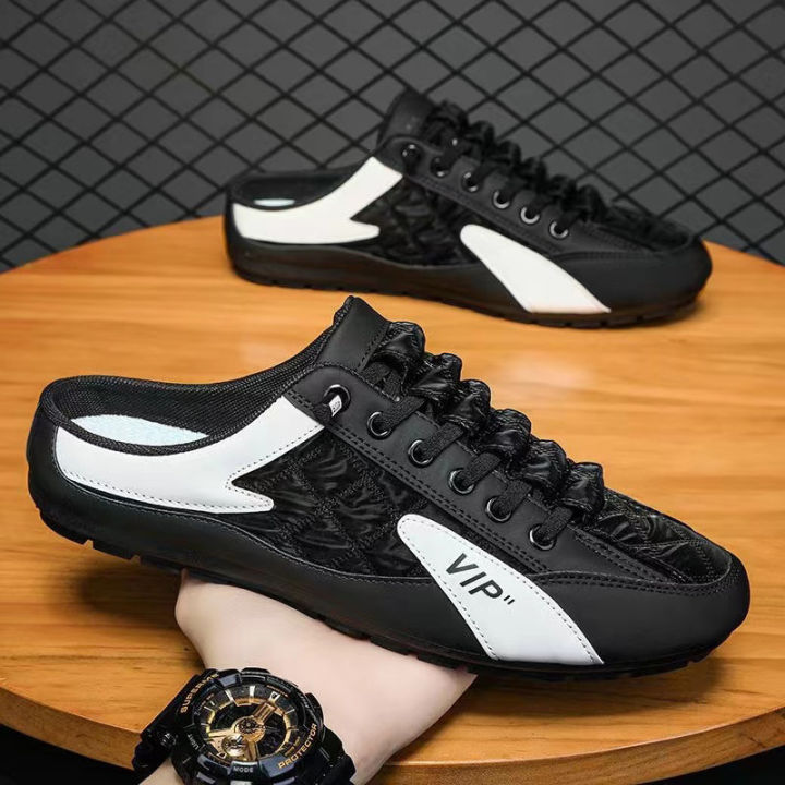 Spring Summer 2024 Men's Flat Casual Shoes Trend Soft Sole Driving Shoes Half Shoe Shoes Men's Trend