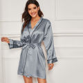Ladies high quantity weddings bridal robes blank like robe with piping. 