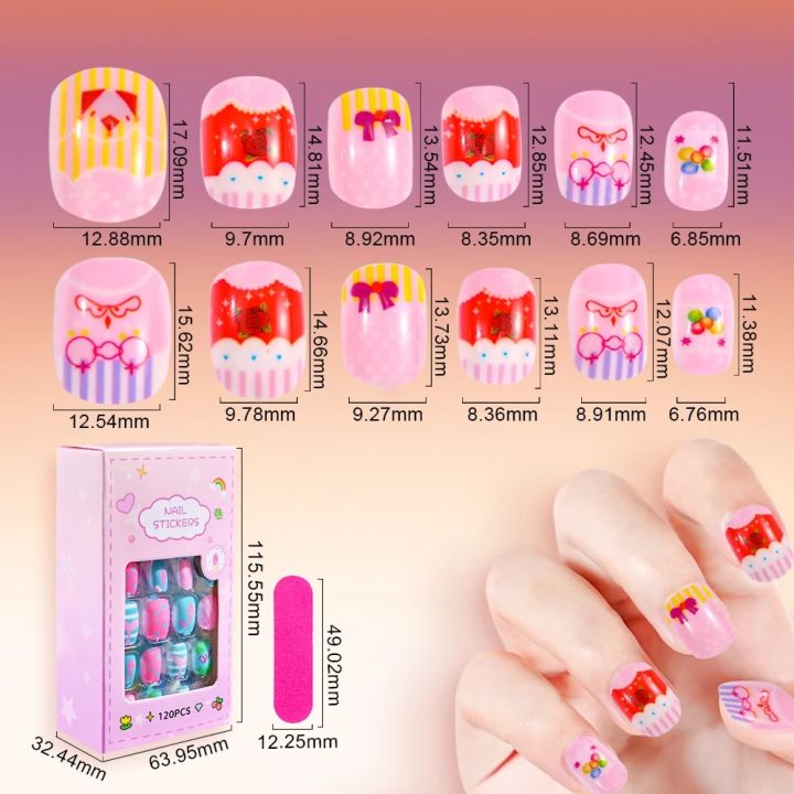 24Pcs/120pcs%20Set%20Cartoon%20Style%20Kids%20Nails%20Detachable%20Press%20On%20Nails%20Full%20Cover%20Press%20Stick%20On%20Nails%20Children%20Decoratio%20-%20Image%204