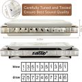 East top Blues Harmonica Key of C, 10 Holes Diatonic Blues Harp Mouth Organ Harmonica with White Cover, T008L Harmonica for Adults, Professionals and Students. 