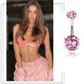 Steel Belly Button Rings Pink Crystal Piercing Navel Heart Style Navel Piercing Earring Belly Piercing Body Jewelry Ombligo. 