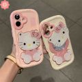 Lovely Hello Kitty 3D DIY Doll Rotate Makeup Mirror Case Compatible for IPhone 16 13 15 14 12 11 Pro Max X XS XR Max 15 7 16 14 Plus 7Plus SE2020 Luxury Cream Puffs Soft Case. 