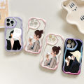 BILI for Vivo Y03 Y18 Y18e Back Cover Elegant Girl Pattern Cream Texture Wavy Soft Silicone Mobile Phone Covers. 
