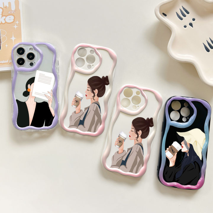 BILI%20for%20Vivo%20Y03%20Y18%20Y18e%20Back%20Cover%20Elegant%20Girl%20Pattern%20Cream%20Texture%20Wavy%20Soft%20Silicone%20Mobile%20Phone%20Covers%20-%20Image%203