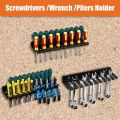 Practical Wall Mount Hardware Tool Hanger Space-Saving Screwdriver Organizer Wall Tool Organizer Black Wrench Organizer Metal Tool Storage Rack House Hold.