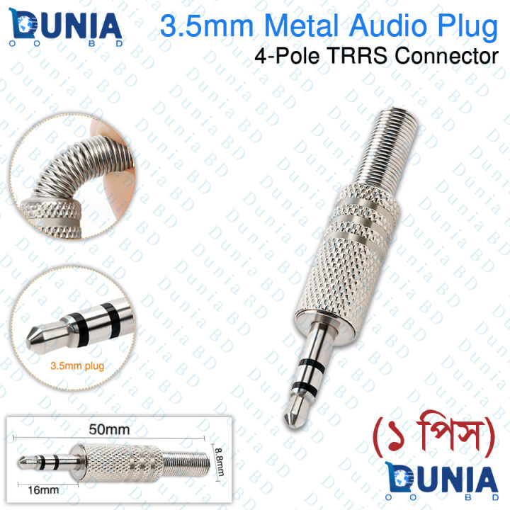 3.5mm Metal Audio Plug 4-Pole TRRS Connector Solder Repair Kit