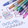 Double Ended Outline Marker Metallic Outline Dual Color Ink Perfect for Writing Drawing or Coloring 8 Colors. 