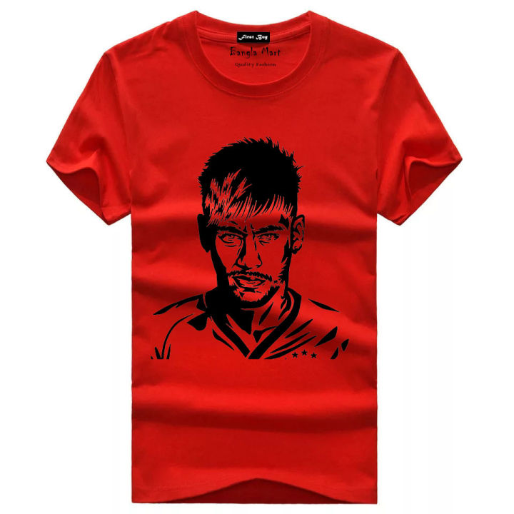 Brazilian%20Neymar%20Fan's%20Round%20Neck%20Comfortable%20Jersey%20Fabrics%20Tshirt%20-%20Image%202