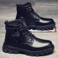 Winter High-Top Dr. Martens Boots Men's Black Autumn Thick Bottom Casual Men's Shoes plus Velvet Thick Cotton Shoes Work Shoes Snow Boots.