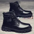 Winter High-Top Dr. Martens Boots Men's Black Autumn Thick Bottom Casual Men's Shoes plus Velvet Thick Cotton Shoes Work Shoes Snow Boots. 