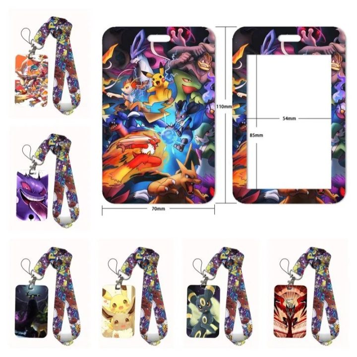 Pokemon Pikachu PVC Card Holder Student ID Card Lanyard Protective Case Gifts Boys and Girls Anime Peripherals Hanging Neck Bag