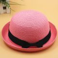Fresh Dome Bow Curved Brim Straw Hat Women's Korean-Style Beach Trip Cover Sun Protection Top Hat Spring Summer Hat.