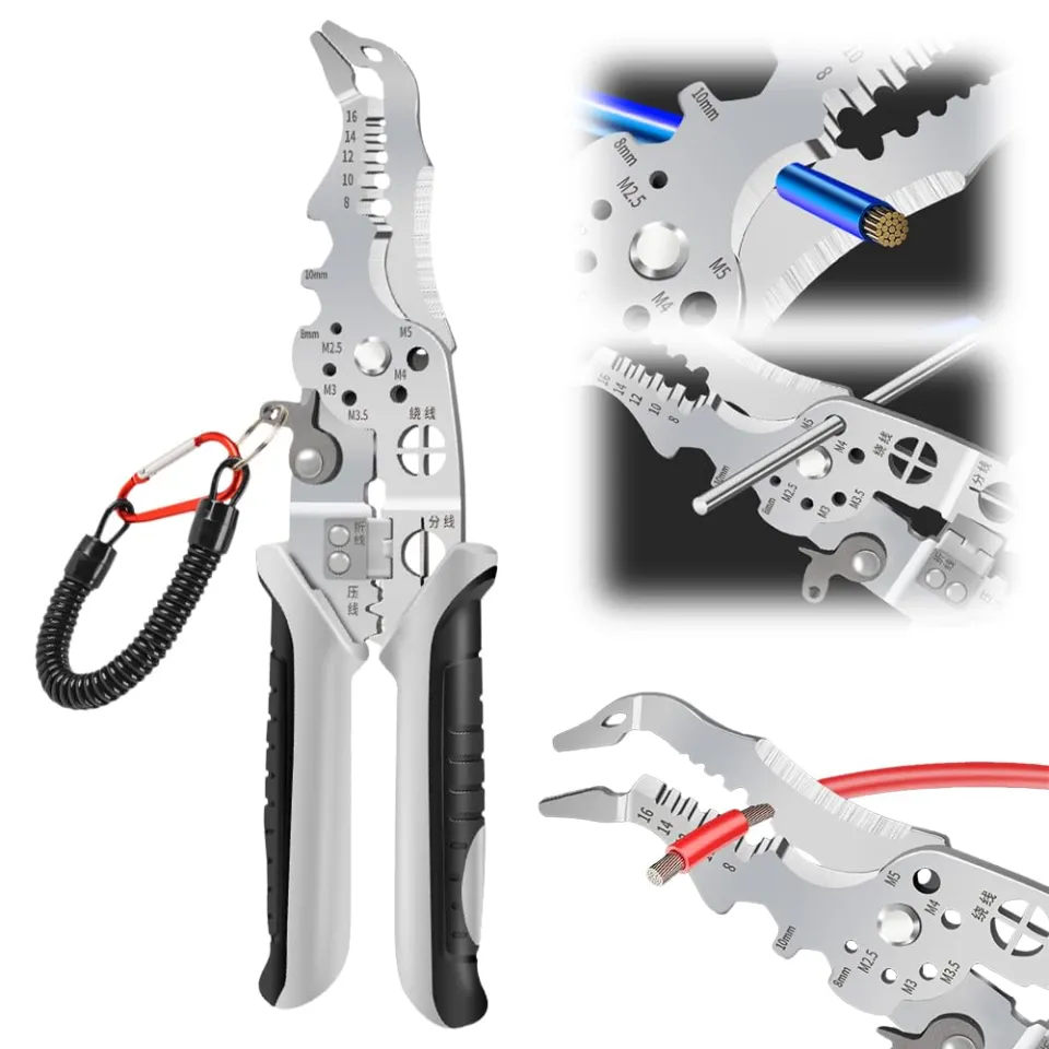 Multifunctional Wire Stripper & Crimper – Pro Electrician Pliers With Cutting, Twisting & Clamping Functions