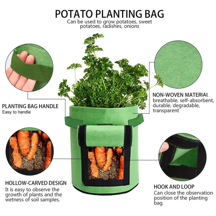 3Pcs%20Potato%20Grow%20Bags,Planter%20Bags%20with%20Flap%20and%20Handles,Heavy%20Duty%20Fabric%20Plant%20Pots%20for%20Tomato,Carrot,%20Fruits,%20Flower%20-%20Image%203