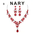 Women Prom Wedding Bridal Faux Crystal Rhinestone Necklace Earrings Jewelry Set. 