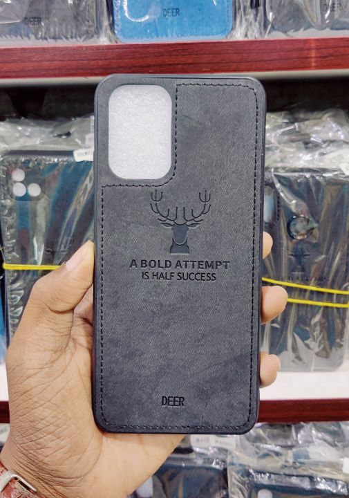 For Redmi Note 10 4G Slim Hybrid Soft Back Cover with Fabric Deer Design Canvas casing Stripe Waterproof Case