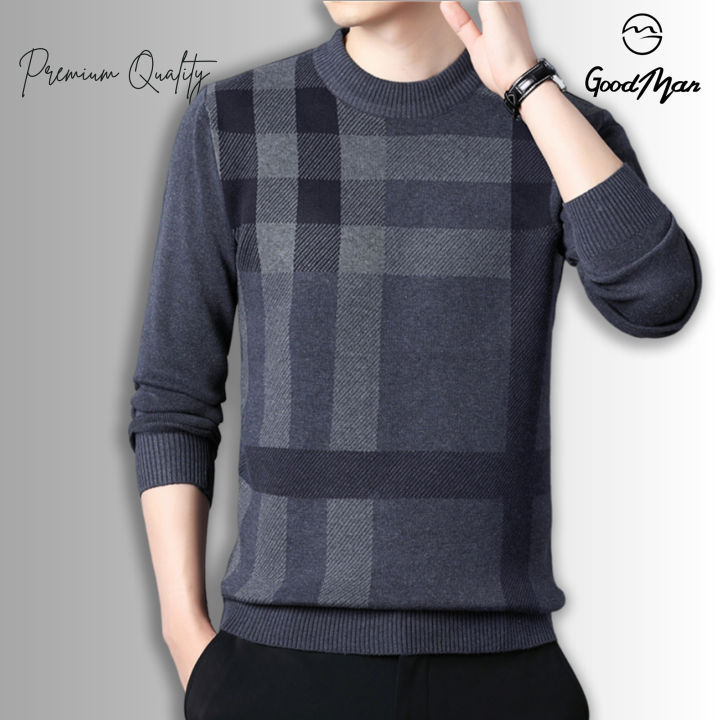 Dark Gray Color Full Sleeve Sweater for Men.