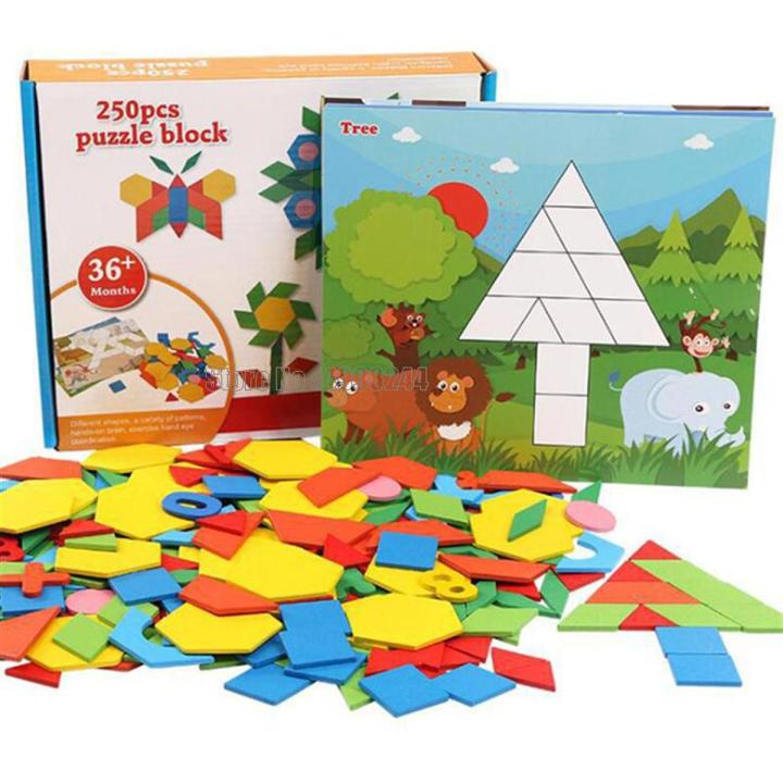 250pcs 3d Puzzles Wooden Toy Kids Geometric Shape Tangram Jigsaw Puzzle Baby Educational Learning Wood Toys For Children Game